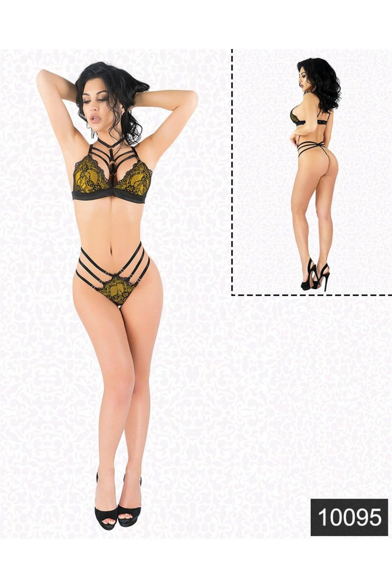 Arias Closet Seksi Sarı Lamine Jartiyer Takım